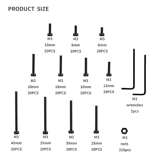 Miniatura 37 de Juego de 1080 tornillos de cabeza hexagonal M2 M3 M4, tornillos de cabeza de zócalo, tornillos, tuercas, arandelas planas, kit surtido de tornillos