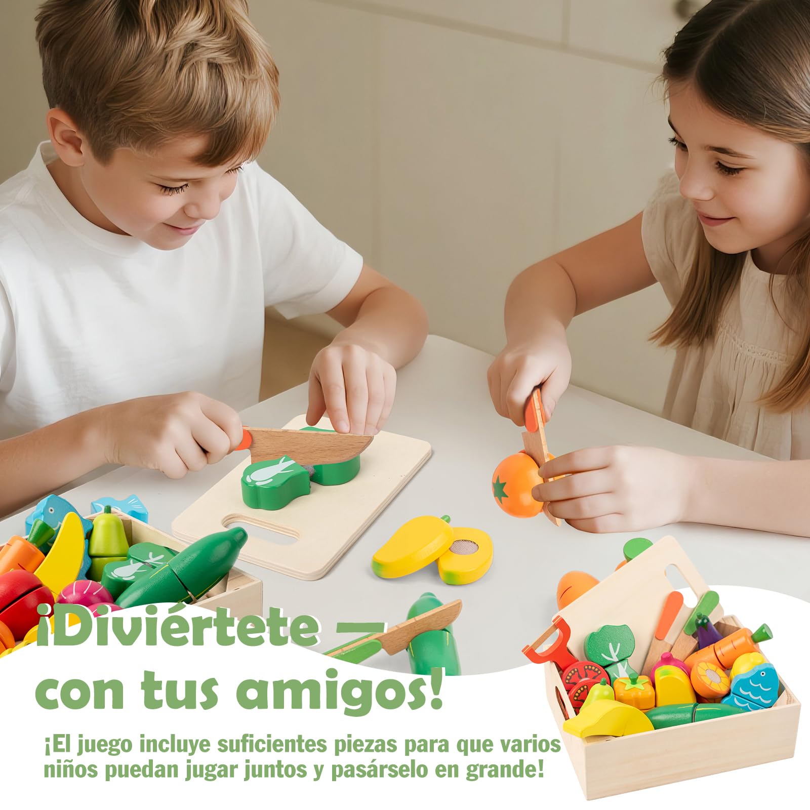 Accesorios para cocina de juguete, juguete de cocina de madera con conexión de velcro, juguete educativo de juego de roles, 32 piezas de juguete de cocina, juguete pedagógico, regalo para niños