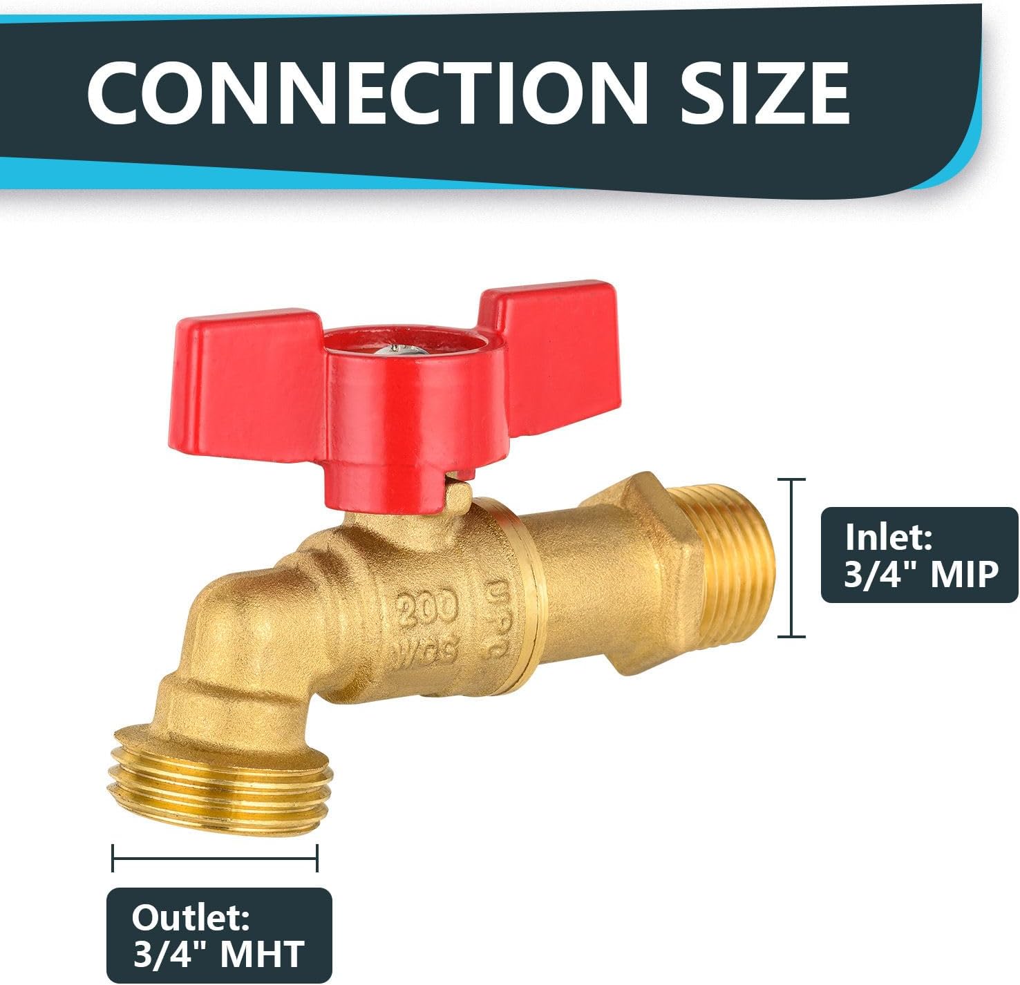 2 Pcs Seelink Hose Bibb Valve, 3/4" MIP x 3/4" MHT Brass Long Plumbing Fitting, for Garden, Boiler and External Water Service