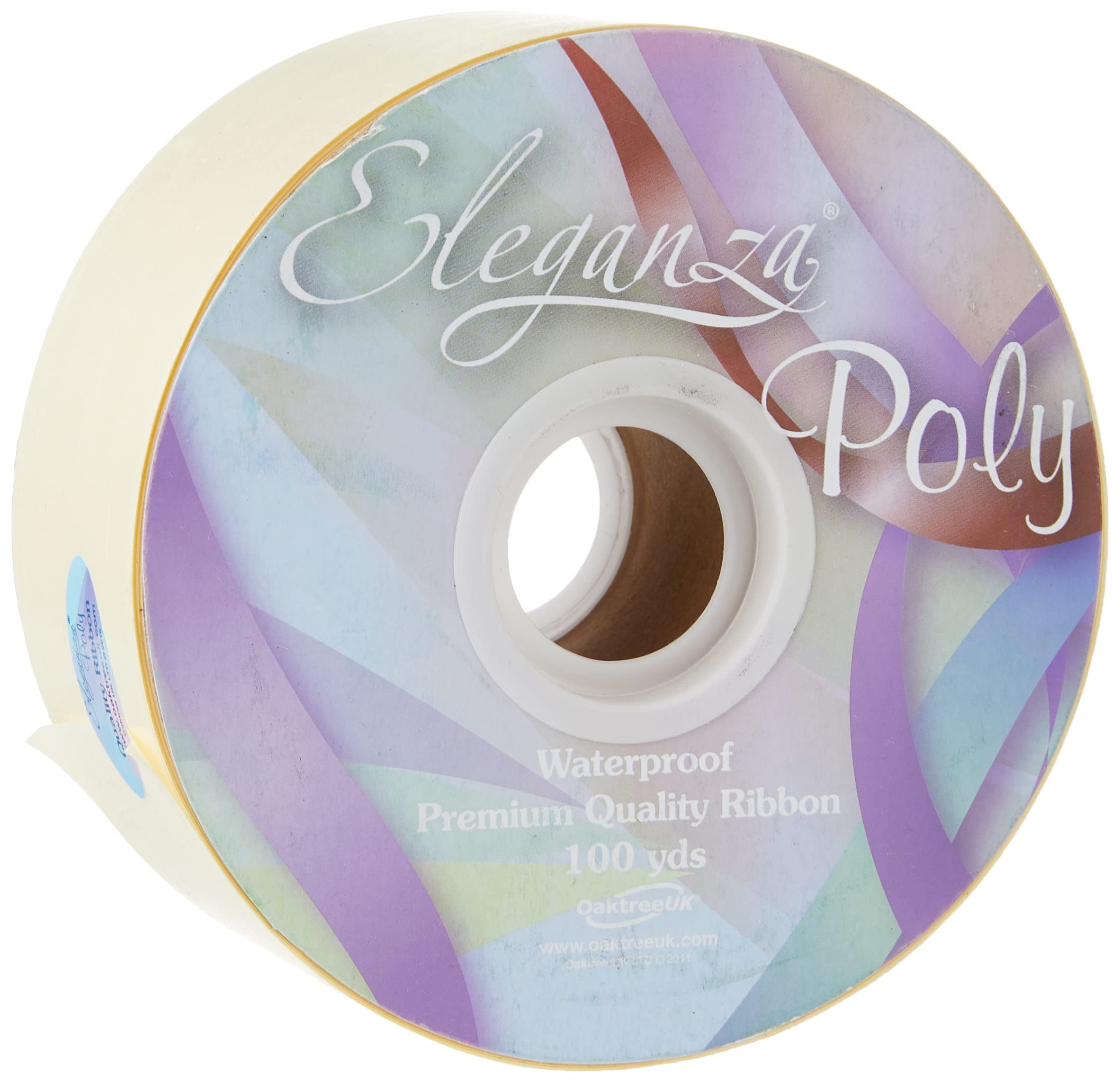 Eleganza Cream Waterproof Poly Ribbon, 50 Mm X 91 M