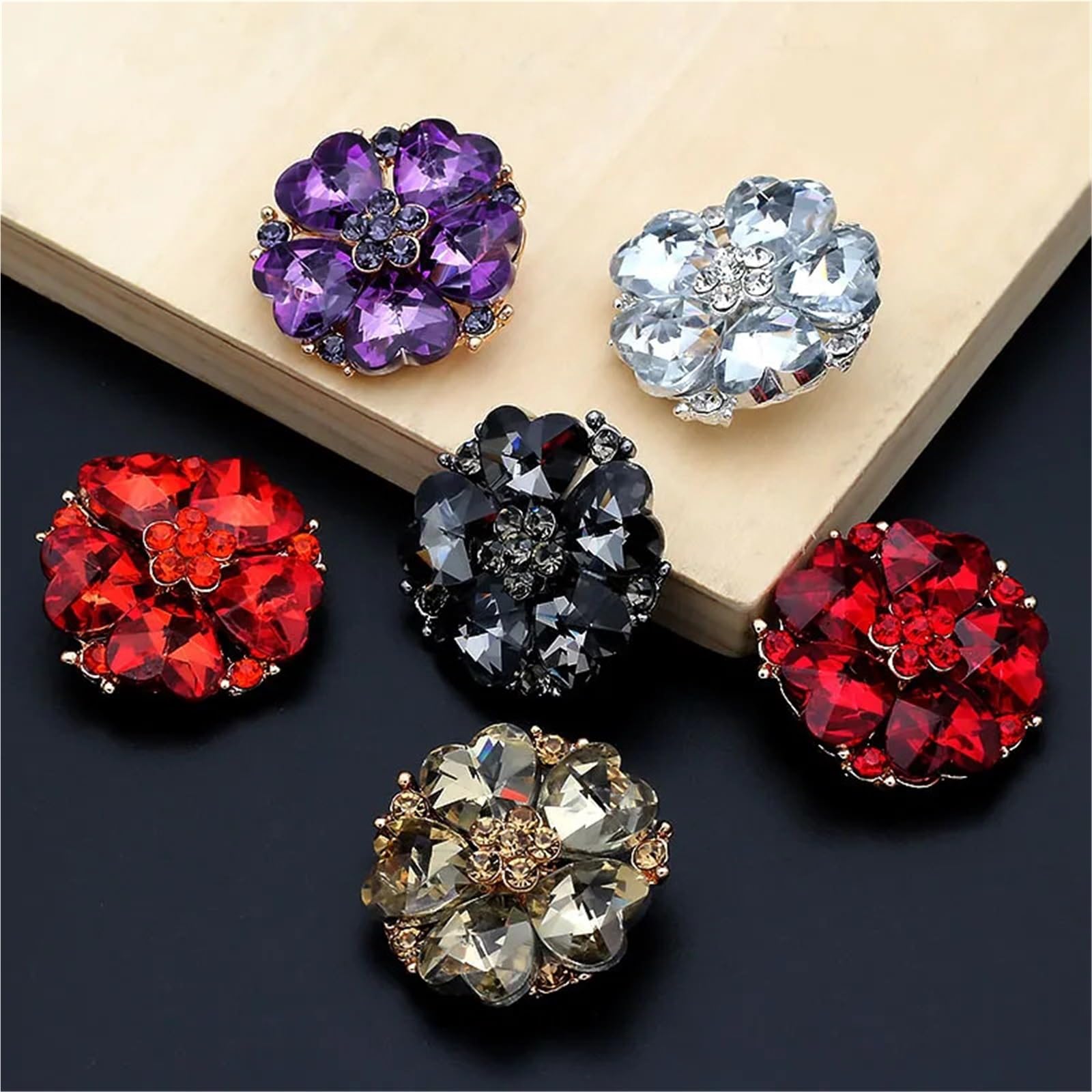 Strass à coudre, Faux boutons de perles en strass multicolores 30mm for manteau à col jupe(Purple)