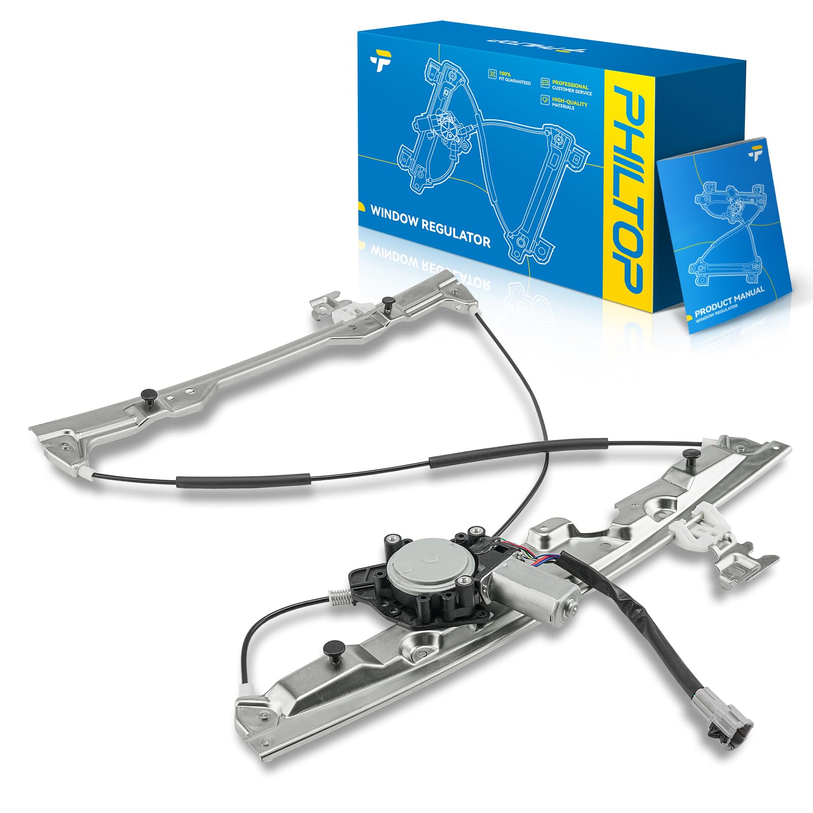 PHILTOP Front Left Driver Side Power Window Regulator and Motor Assembly Compatible with 2004-2009 Nissan Quest Replaces 748-918,6 Pins