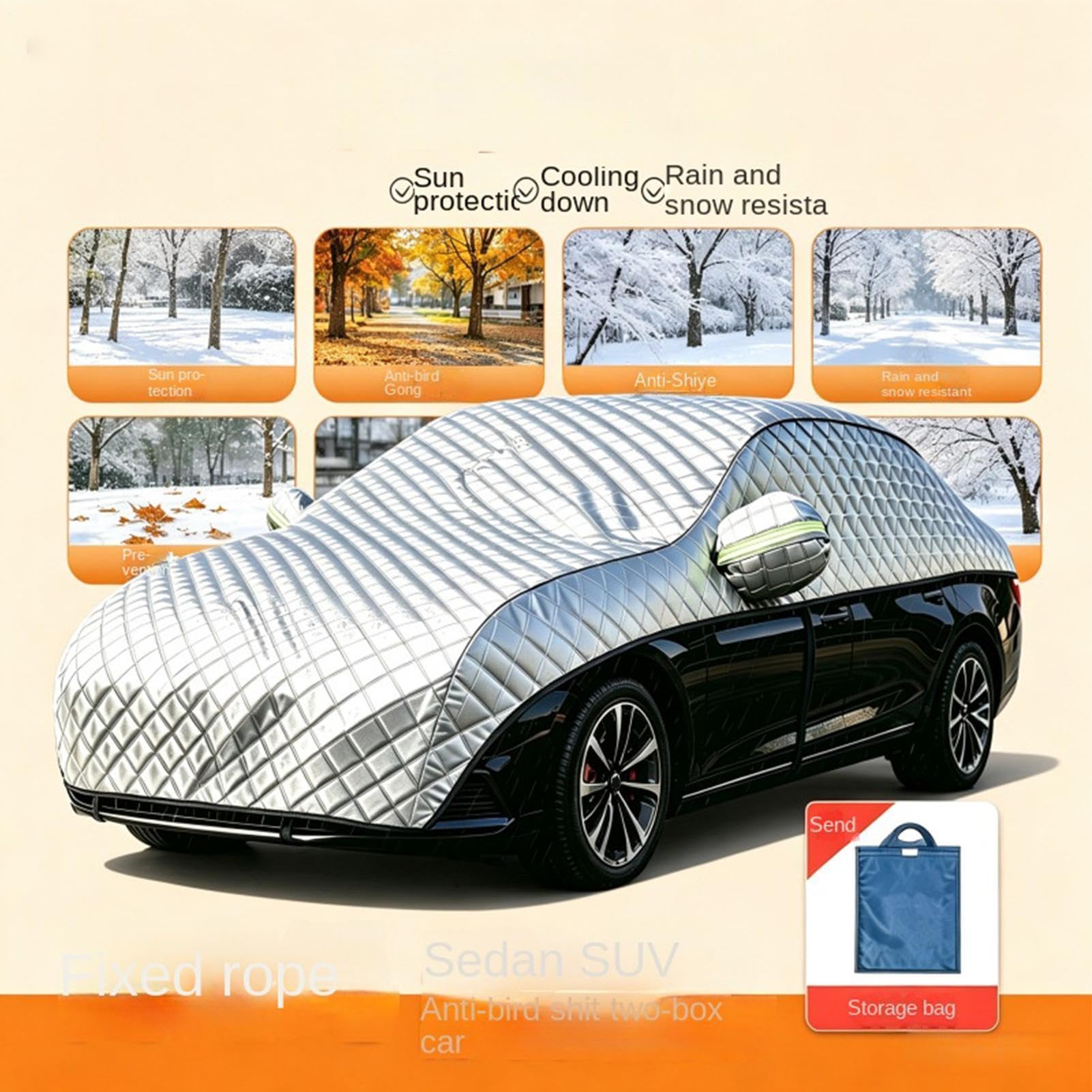 Half Car Cover for Windshield, Roof and Sunroof, Foldable Vehicle Shade