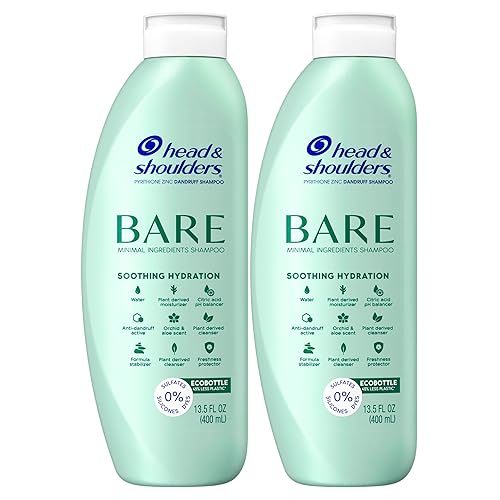Head & Shoulders Anti-Dandruff Shampoo, BARE Soothing Hydration Twin Pack, 1% Pyrithione Zinc, Dry Scalp Relief, Free of Sulfates, Silicones, Dyes, 13.5 fl oz Each