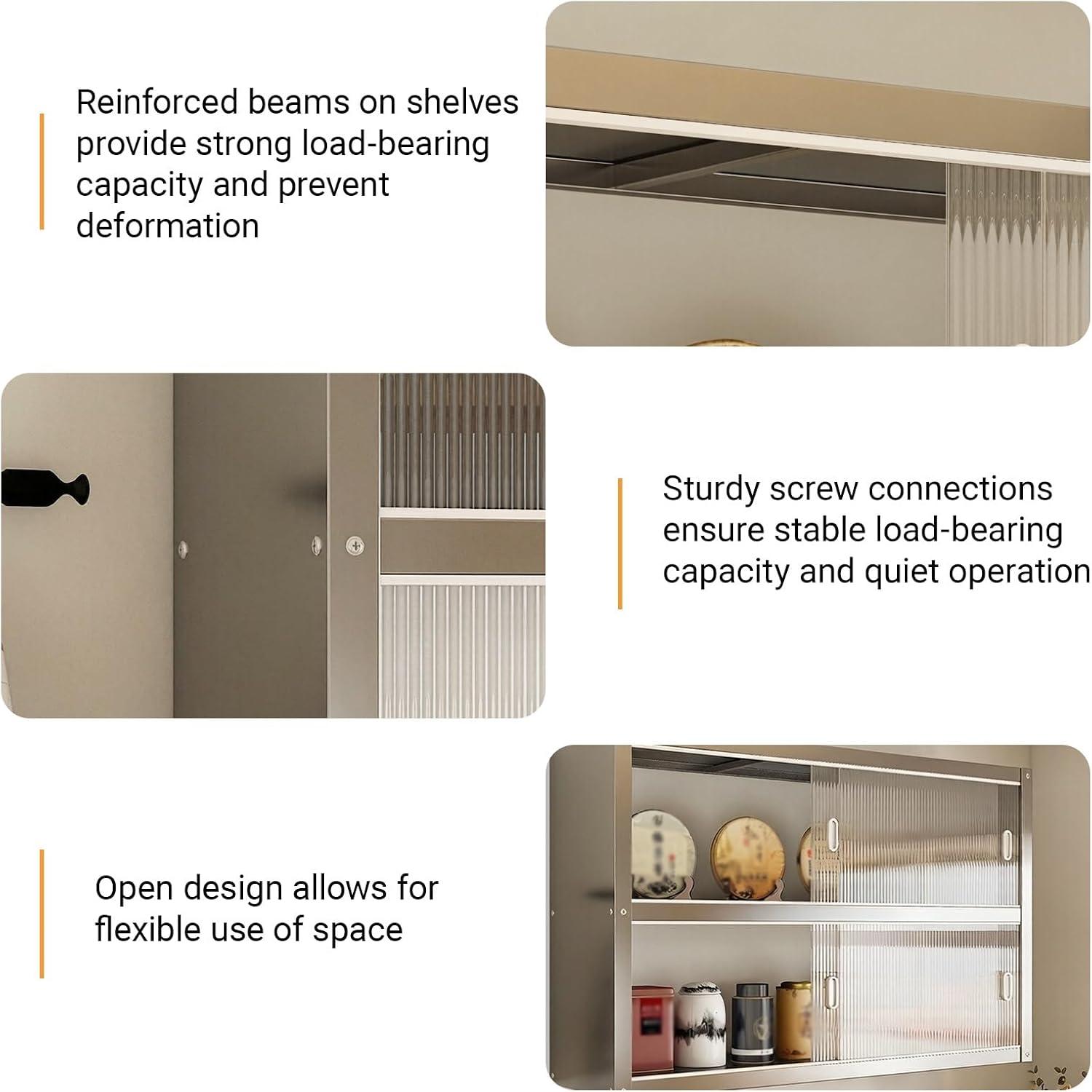 Wall Cabinet with Doors, Kitchen Wall Cabinets Storage with Sliding Doors, Wall Mounted Kitchen Cabinet Organizer for Spices, Medicine, Pantry, Heavy Duty Wall Storage Cabinets with Doors and Shelves