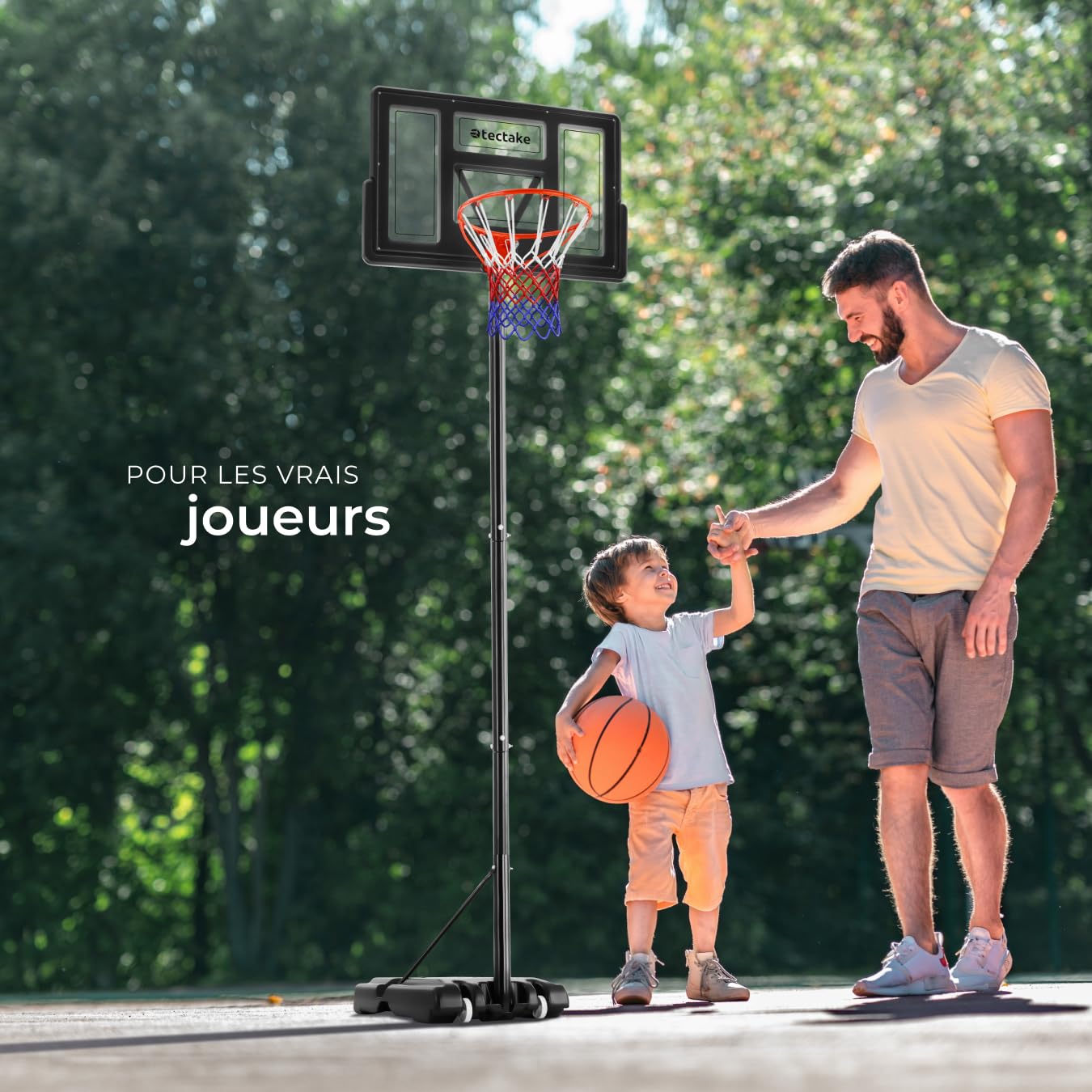 tectake® Panier de Basket Exterieur sur Pied pour Enfants & Adultes, Hauteur Réglable idéal pour Sport Enfants Jeu au Ballon de Basket