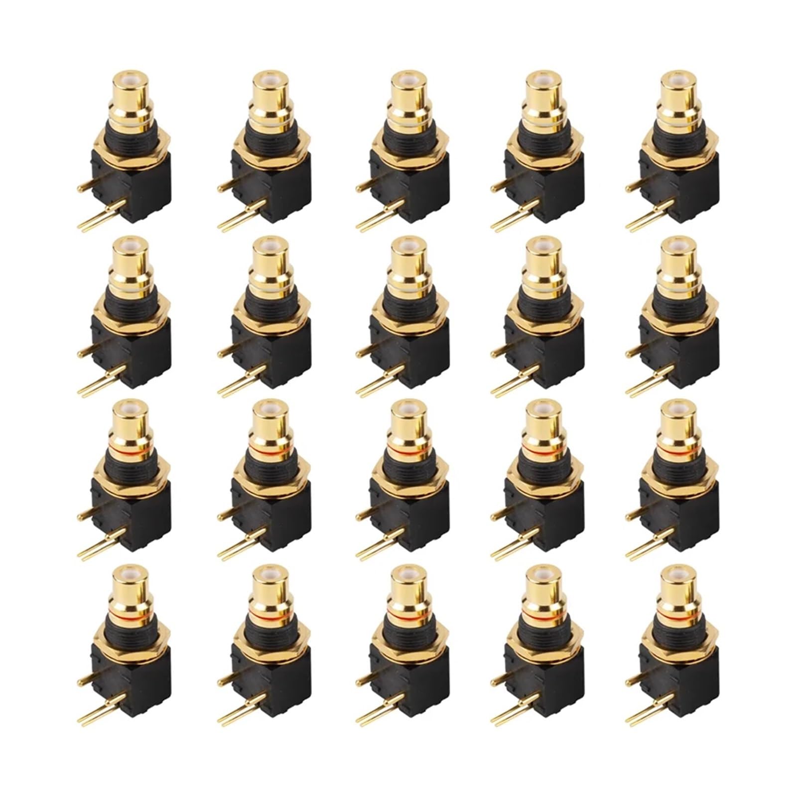 Connecteur RCA en laiton, décodeur DAC, prise femelle, montage sur panneau PCB, adaptateur de fer à souder, 4 pièces(10 Red 10 White)