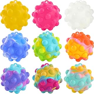 Pop Fidget Toys Ball Its Pop Toy 9 PCS, Party Favors Easter Basket Stuffers Pop Ball It Bulk 3D Squeeze Toys Squishy Balls Fidget Toy Sensory Toys Stress Balls Fidgets Packs Kids Toys Toddler Toys