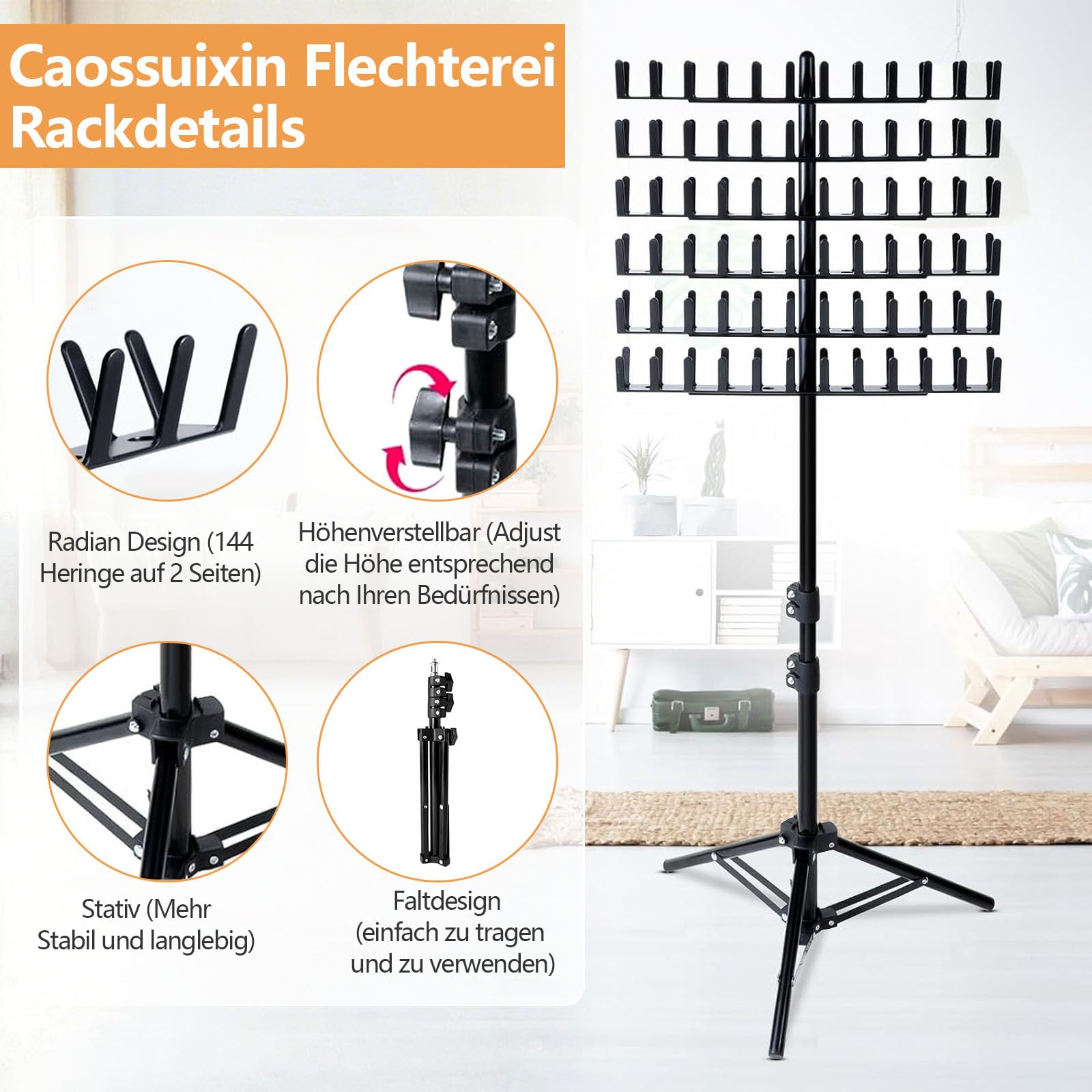 Perückenständer mit 144 Stift, Doppelseitig Haarflechtständer Höhenverstellbarer mit 6 Haarspangen&2 Kämme, Haarständer für Flechtfrisuren, Verstellbarer Ständer für Friseur,Zuhause,Reisen
