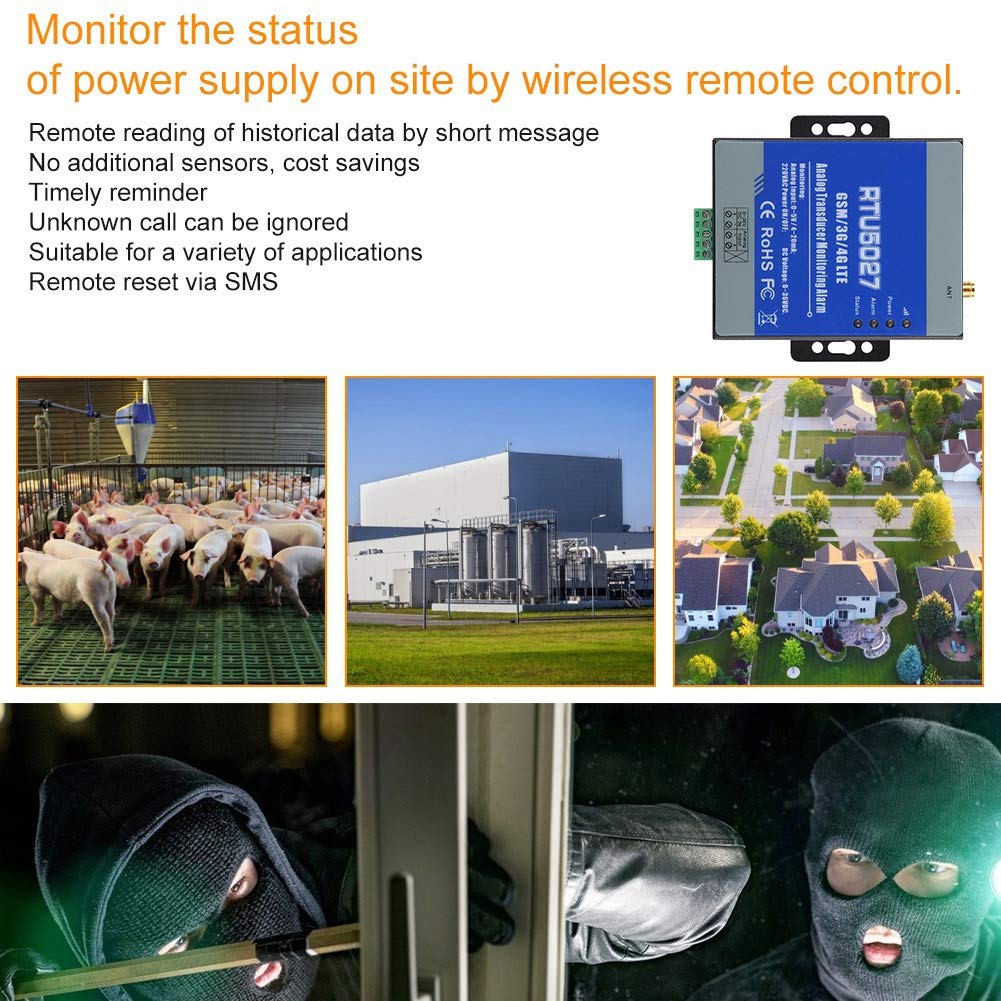 Rtu5027 Alarma gsm, Alarma de Falla de Energía gsm, gsm 3G 4G LTE Alarma de Monitoreo de Estado de Circuito de Voltaje de Falla de Circuito Inalámbrico(EU)