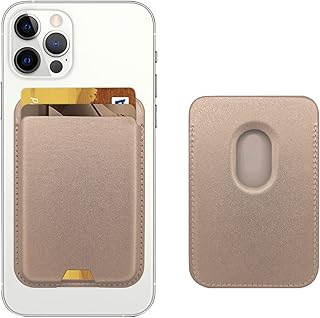 Magnetic Wallet Compatible with MagSafe for iPhone 17 16 15 14 13 12 Pro Max Air Plus Model, Mag 3 Safe Card Holder Stick on Accessories for Apple Cell Phone & Case, RoseG
