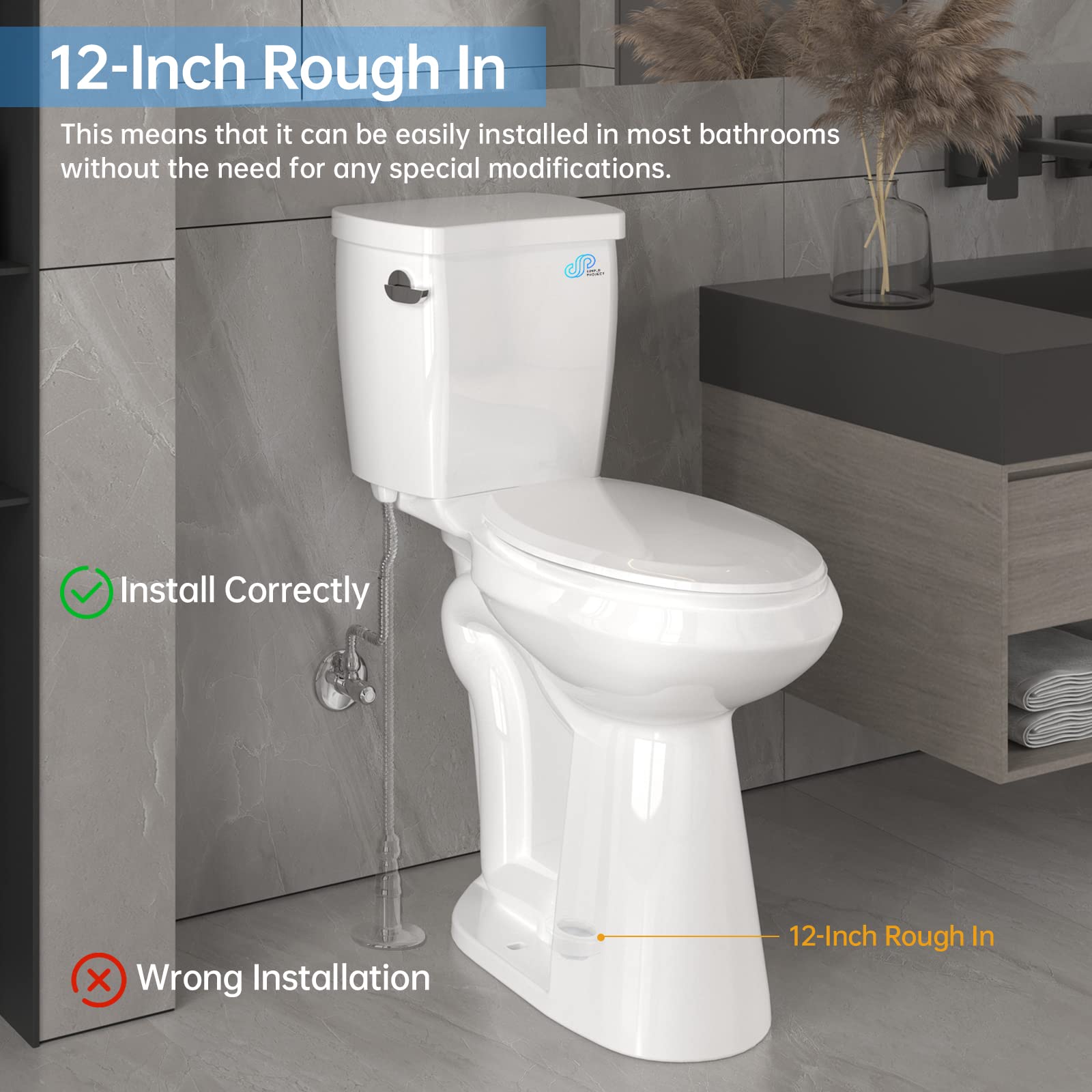 Simple Project High Toilets For Seniors 21 Inch | Extra Tall Toilets For Bathrooms Comfort Height With Soft-close Seat & Single Flush, 12