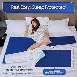 Inspire Waterproof Washable Mattress Pad, Quilted and Dark Colored to Hide Stains, Oversized 34x 72 - Adults and Kids Reusable Underpad for Incontinence