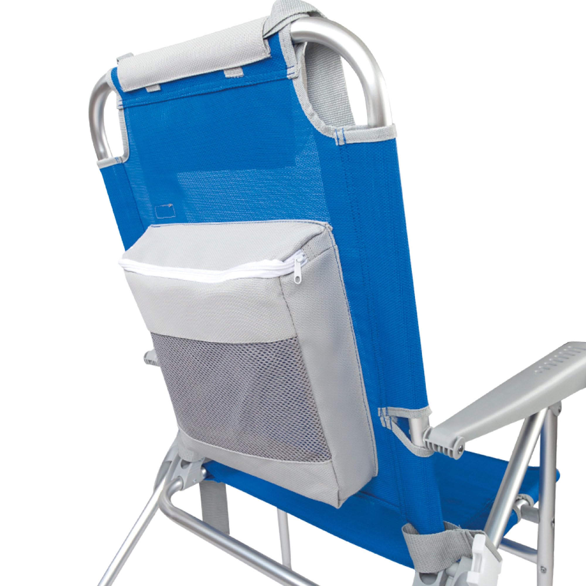 AKTIVE 62631 - Silla de playa plegable superresistente c/cojín, bolsa y bolsillo 47x63x99 cm, Azul