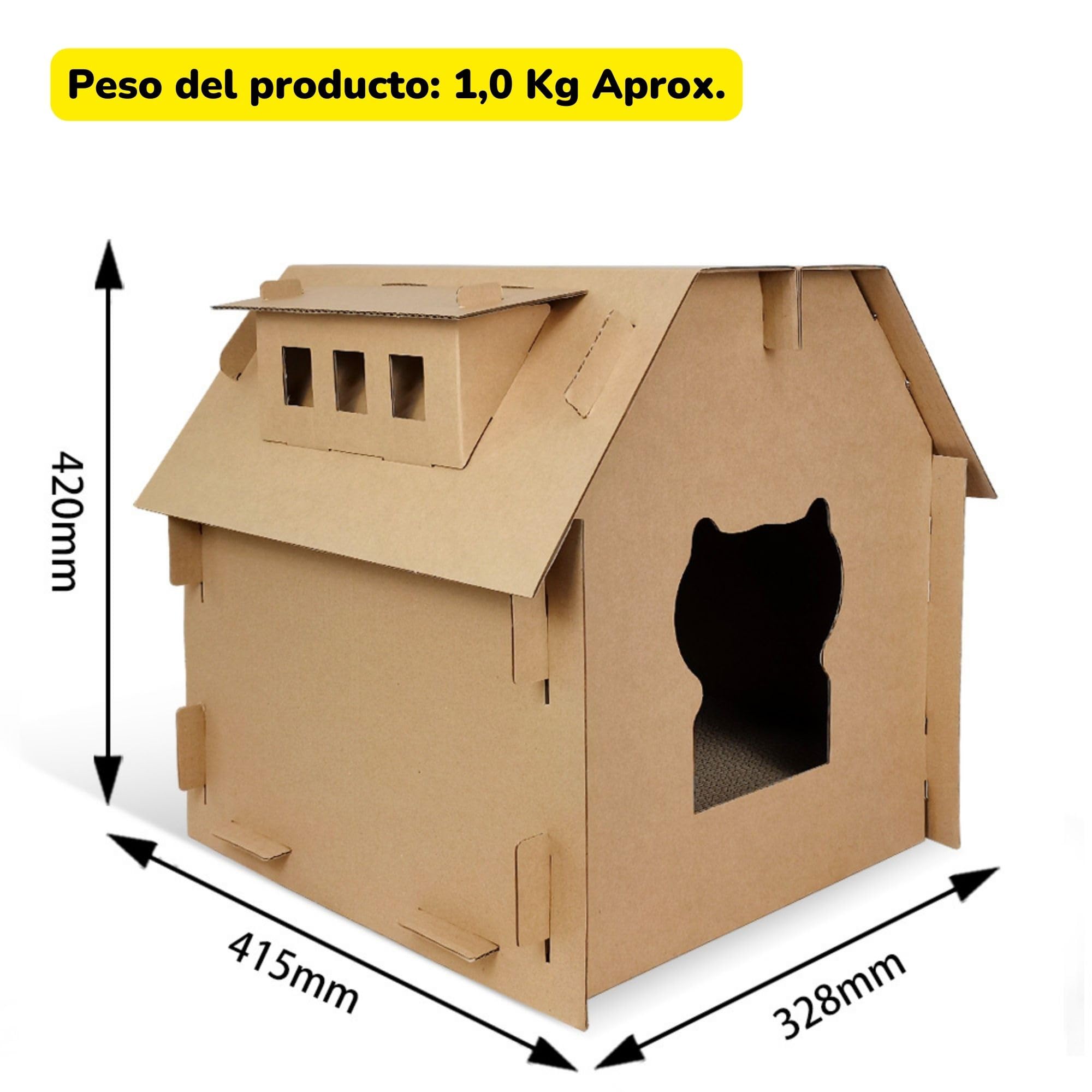 Mansion de Carton para Gatos Casa de Carton para Gato Rascador Espectacular casa para Montar Escondite Corrugado