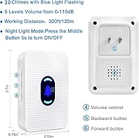 Vista 21 de Daytech Wireless Caregiver Pager Call Button for Elderly at Home Life Alert Systems for Seniors Disabled Patient 1 Emergency Watch 1 Receiver