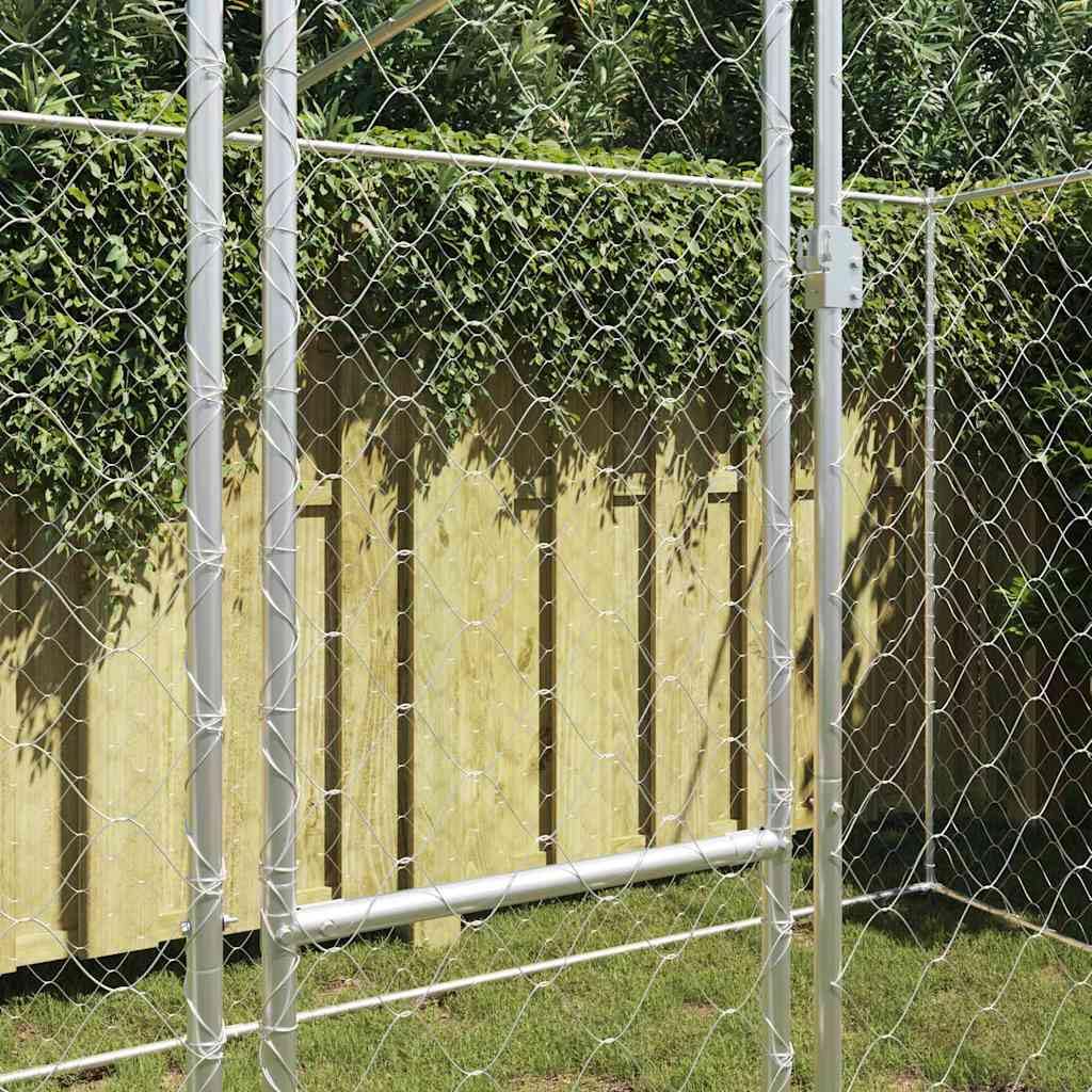 Gabbia per cani in acciaio zincato, 400 x 200 x 200 cm, resistente alle intemperie, per esterni, a prova di esplosione, con porta richiudibile per esterni sicuri, recinzione a griglia
