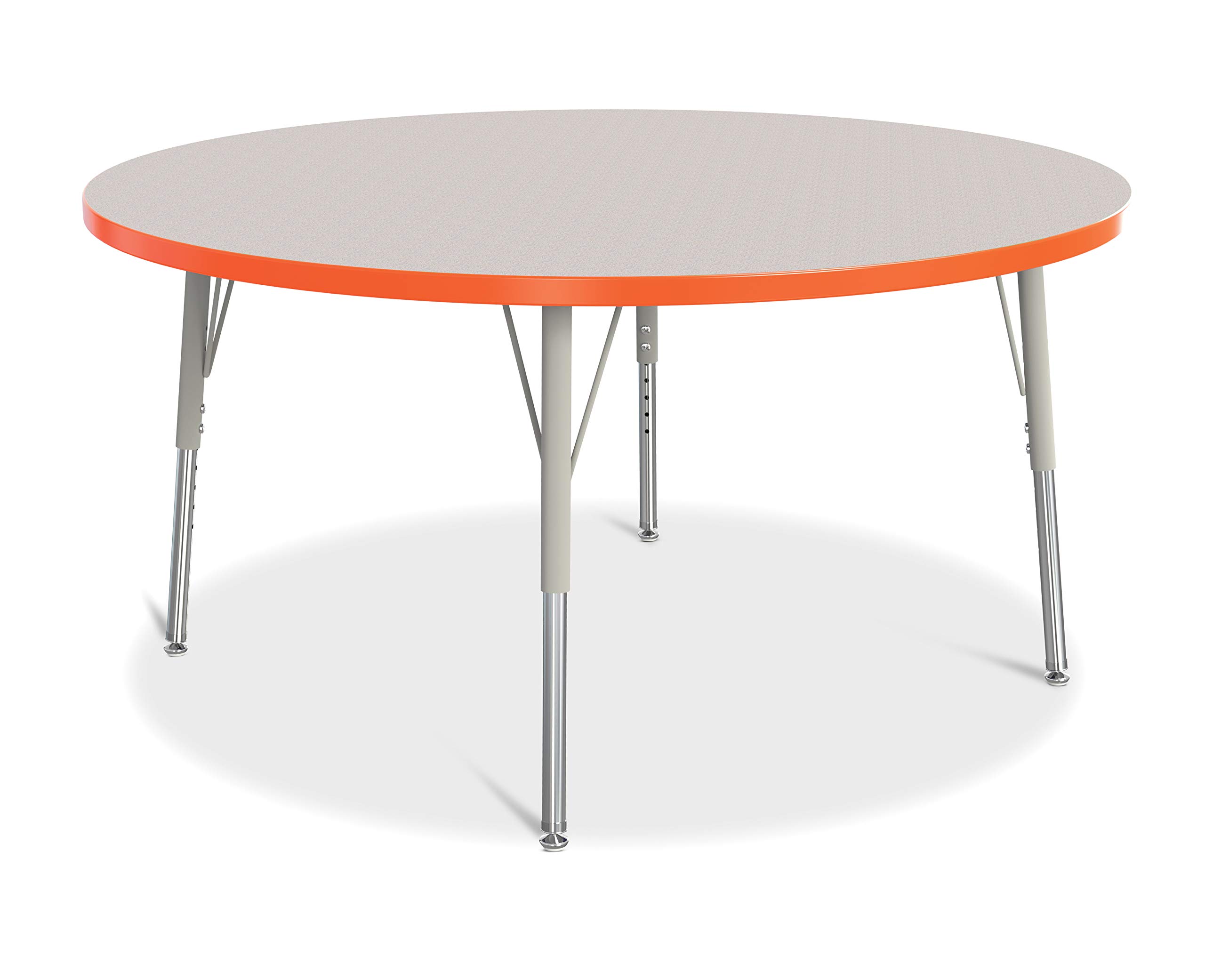 Jonti-Craft Berries 6433JCE114 Round Activity Table, E-Height (15"-24" Adjustable Height), 48" Diameter, Gray/Orange/Gray