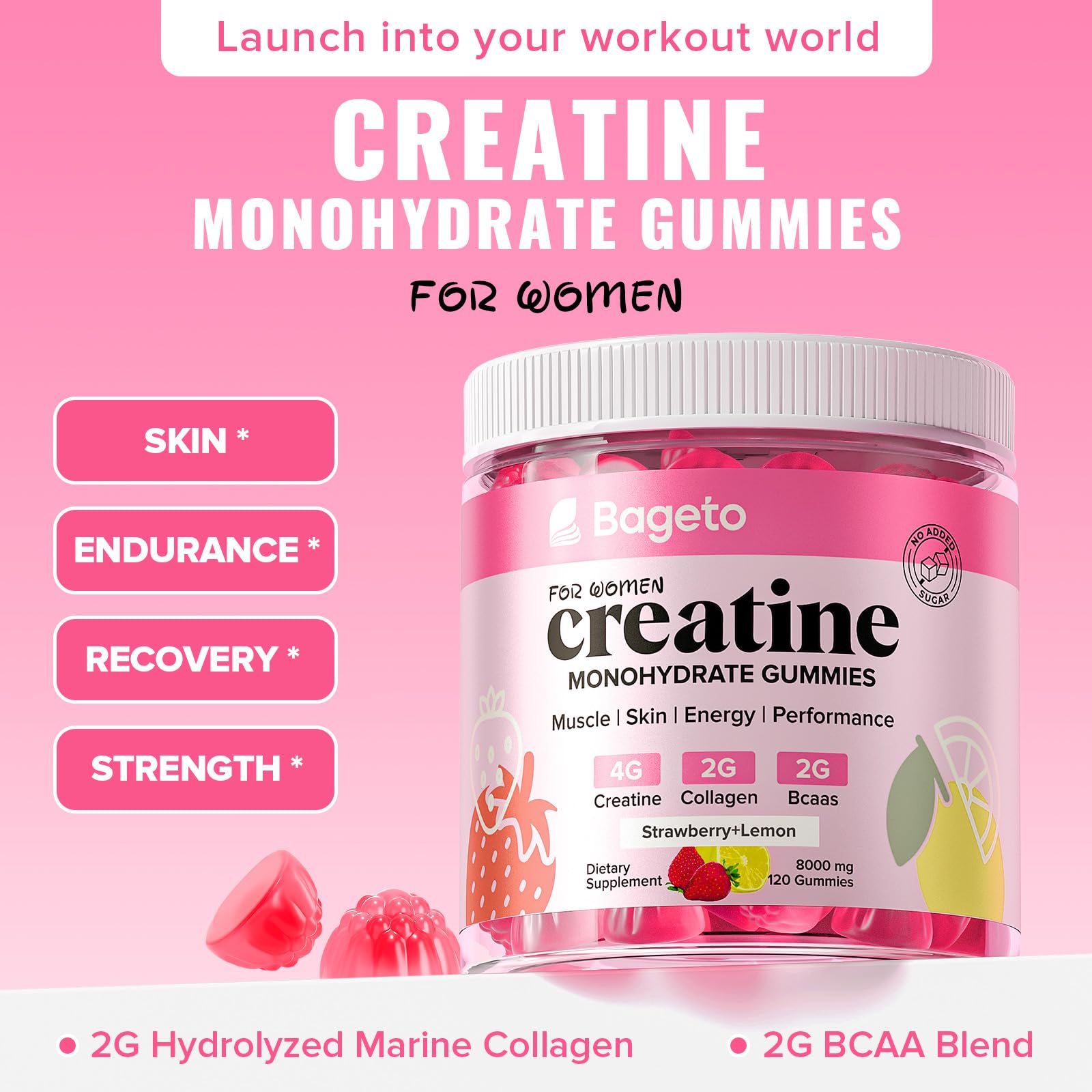 Creatine for Women | + Collagen + BCAAs + Hyaluronic Acid + Vitamin C & B12 — Amazon image 5