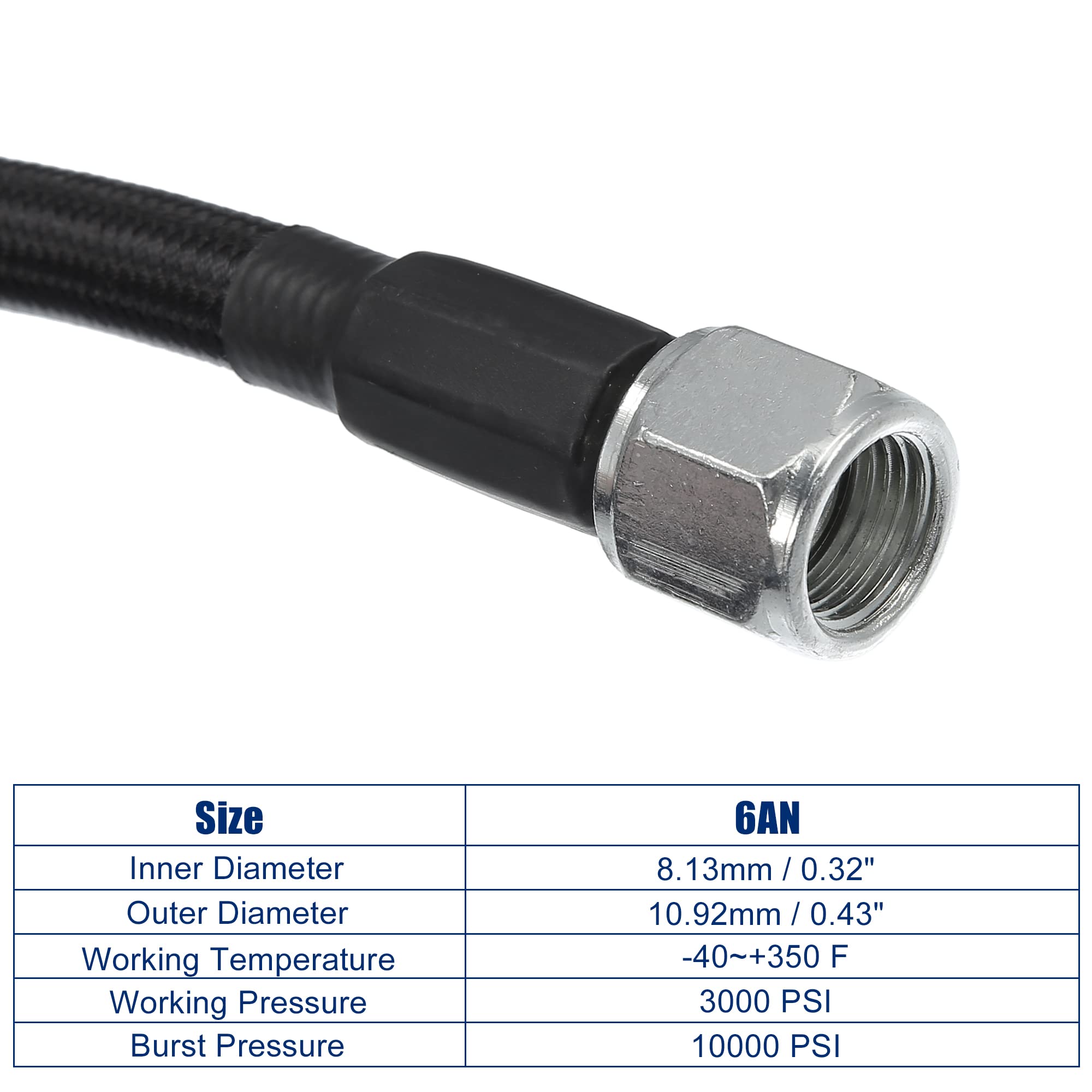 QUARKZMAN Universal AN-6 Combustible Línea Kit Nylon Negro Plata Tono 1 Juego