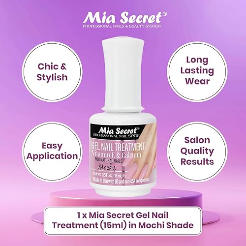 Miniatura 4 de Mia Secret Tratamiento de uñas de gel con vitamina E y calcio, 0.5 onzas líquidas, esmalte de uñas de gel con vitamina E y calcio, gel de reparación