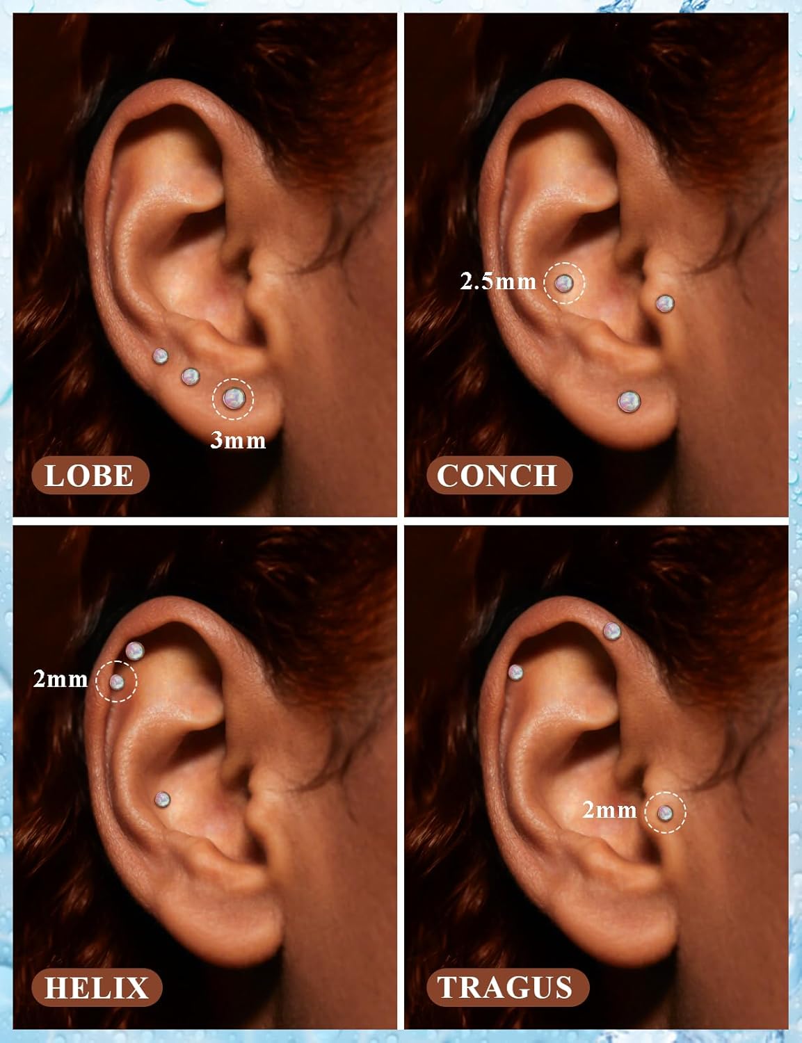 20G 18G 16G F136 Titanium Threadless Flat Back Earrings Nose Studs Tragus Forward Helix Conch Cartilage Lobe Earrings Medusa Labret Snake Bite Monroe Lip Ring Piercing Jewelry For Women Men - Image 6