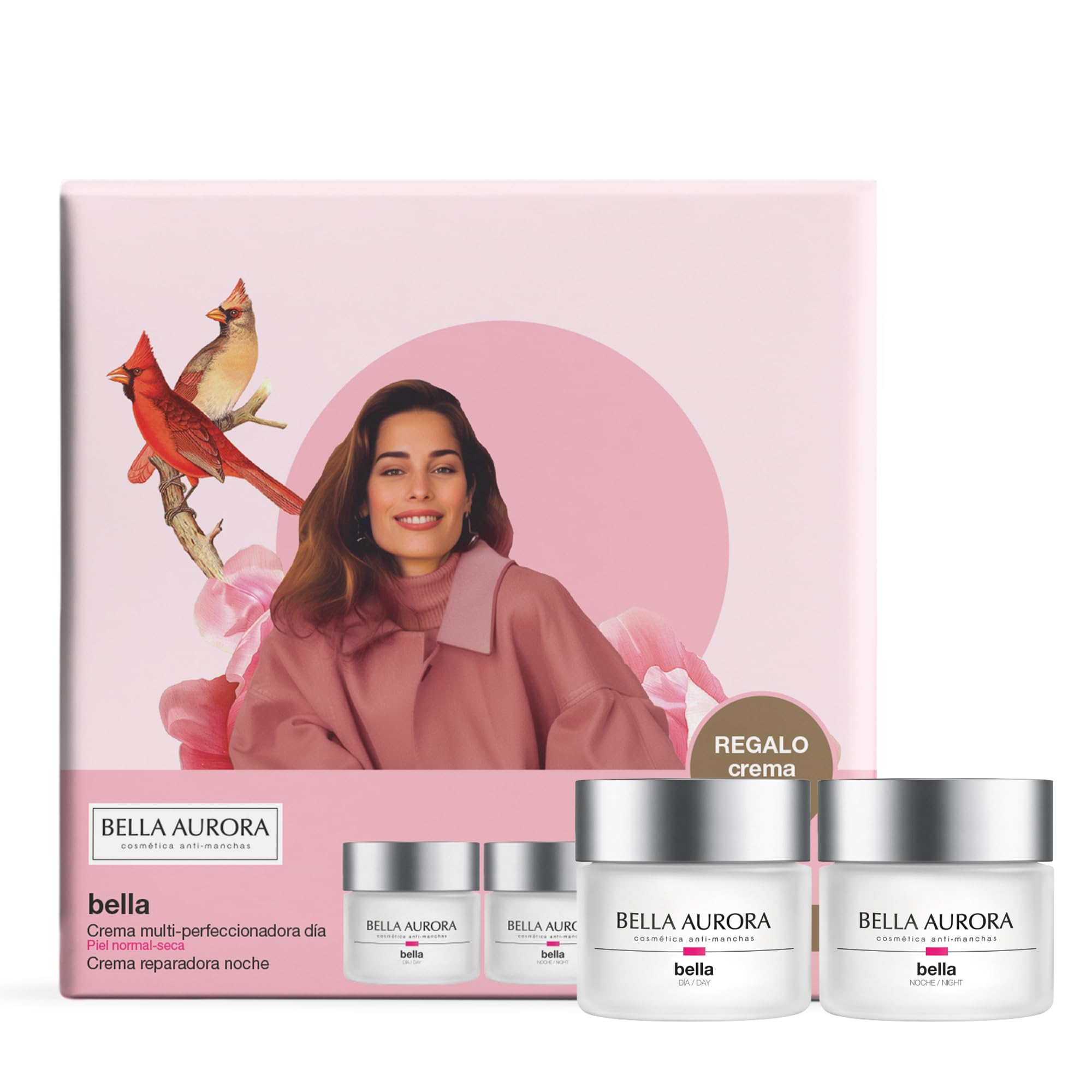 BELLA AURORA - Pack Bella, Crema Día Multiperfeccionadora Piel Normal-Seca 50 ml + Crema Noche Antiedad 50 ml, Tratamiento Antiedad y Antimanchas, +40 Años, Protección SPF20, Piel Lisa y Luminosa