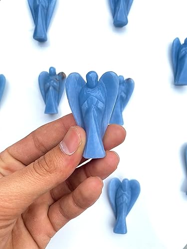 Miniatura 2 de A-One Angelita azul tallada a mano con piedras preciosas curativas de cristal de la guarda, piedra de bolsillo de Reiki para meditación, decoración