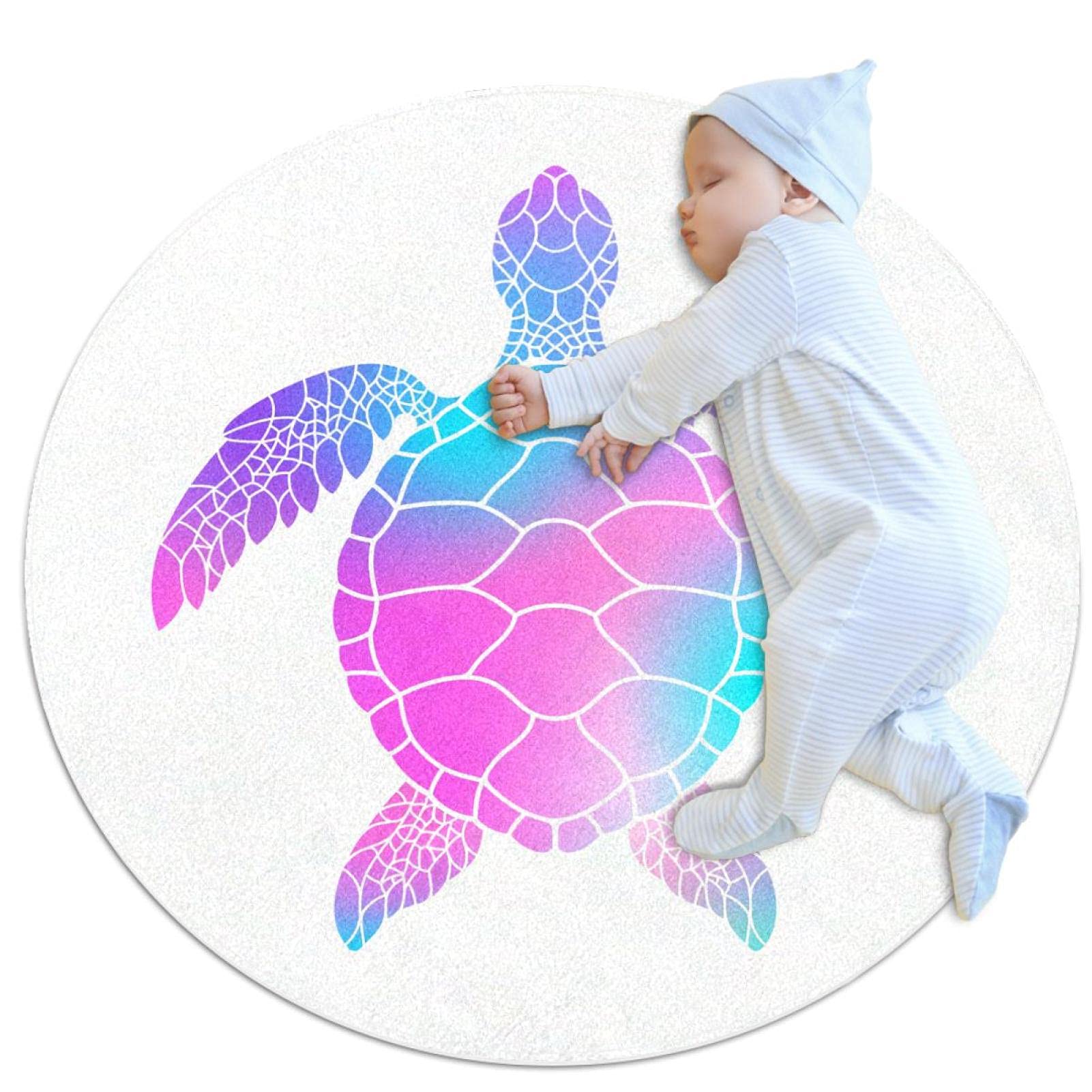 Tapis rond tortues de mer : tapis de jeu coloré pour chambre d'enfant