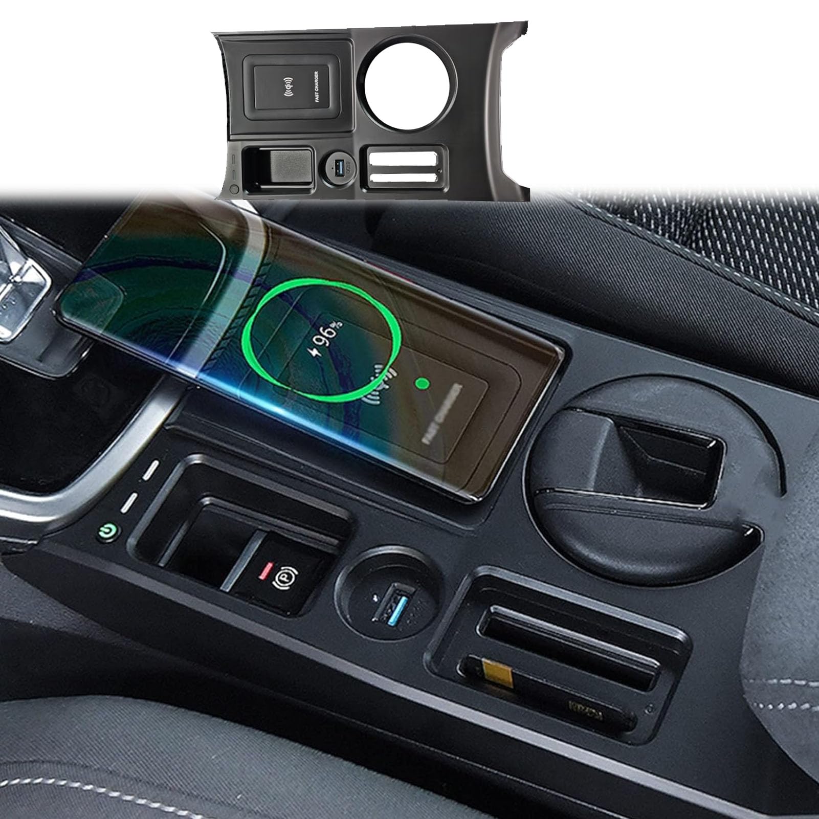 Cargador De Coche Inalámbrico para Audi A3 8V 8Y S3 2021-2023 Panel De Accesorios De Consola Central, Cargador Rápido De 15 W para Cualquier Teléfono Habilitado para Qi