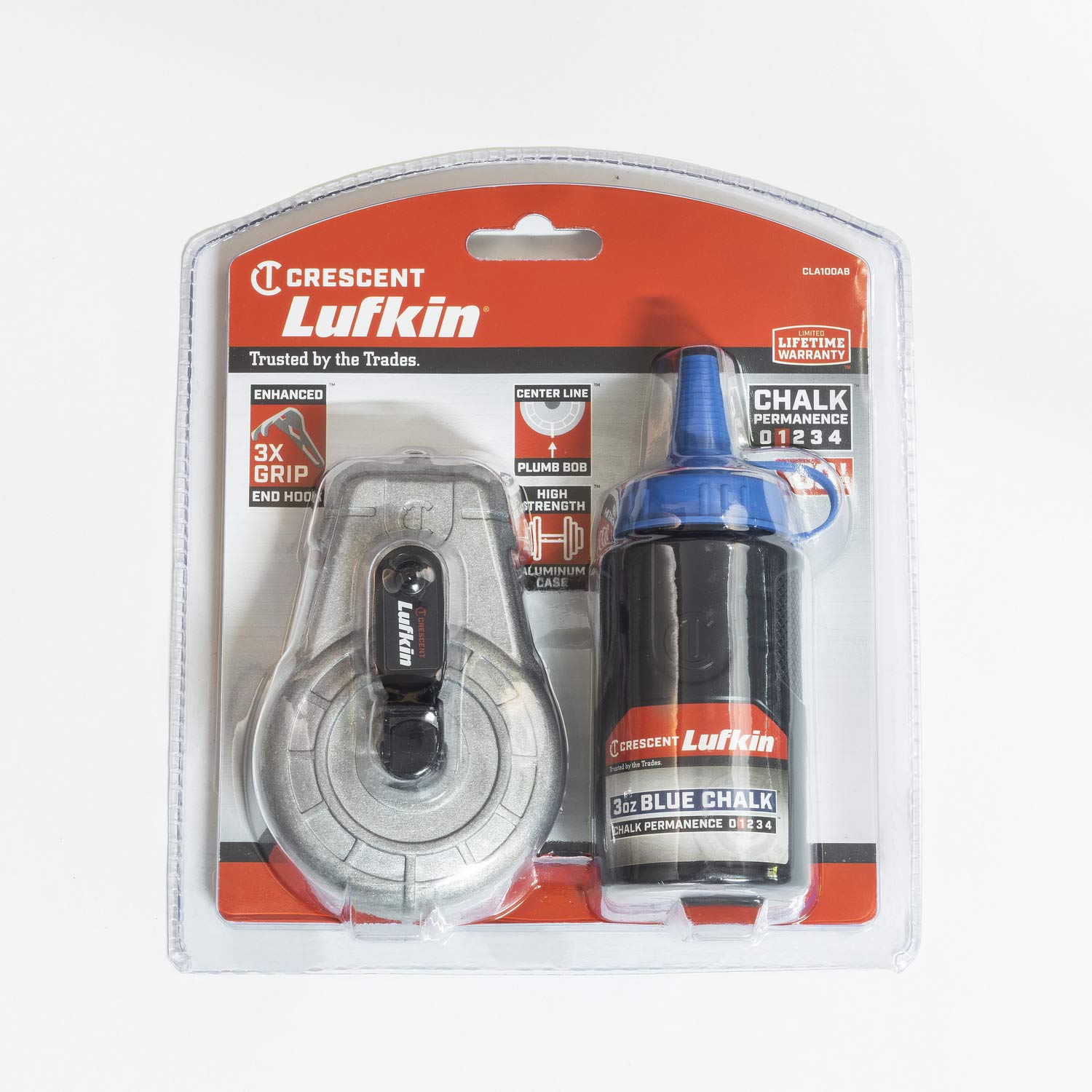 Crescent Lufkin 100' Aluminium Craie & Moulinet avec craie bleue - CLA100AB