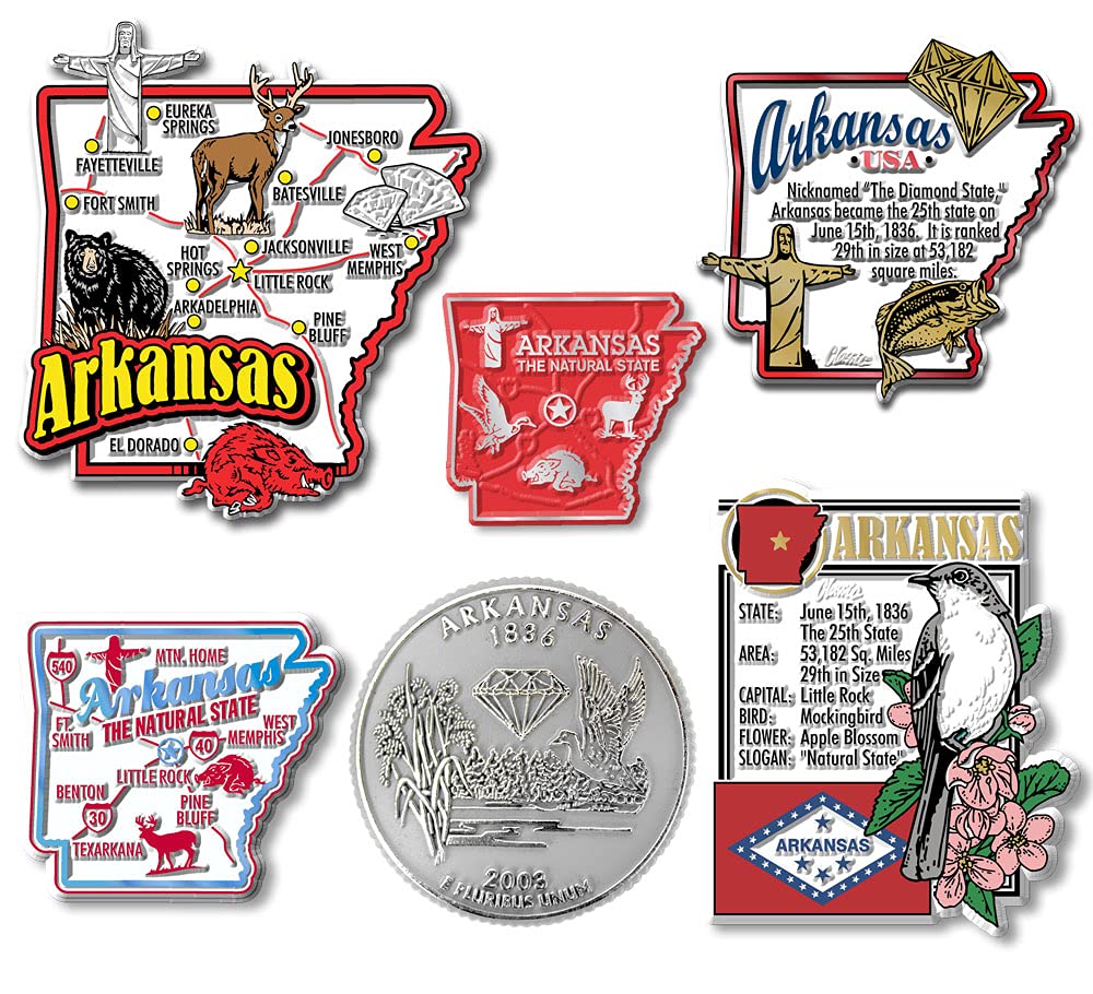 Classic Magnets Made with Pride in the USASix-Piece State Set - Arkansas
