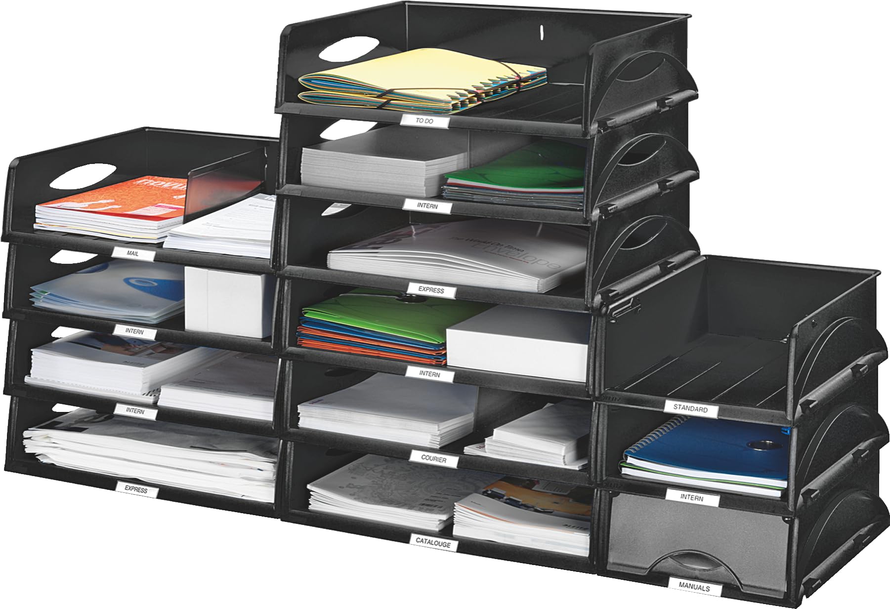 Leitz Ablagekorb Querformat A4 Maxi, 4er Pack, Ideales Sortier- und Ablagesystem für Poststellen und Kopierräume, Grau, Sorty, 52300085