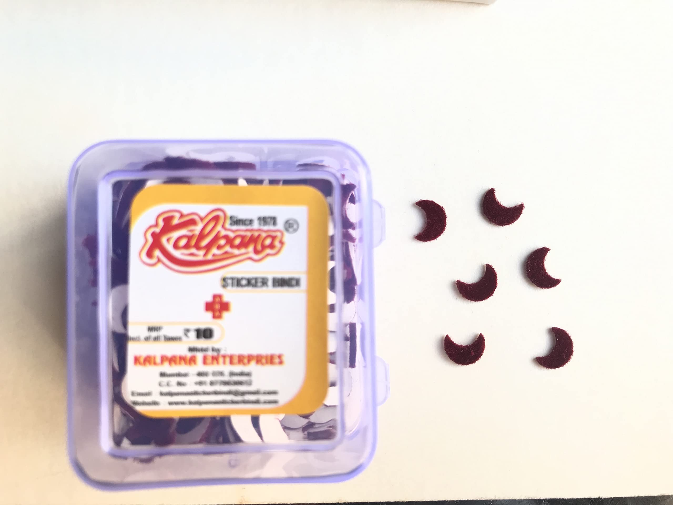 Kalpana Sticker Kumkum Bindi Chand Half Moon Shape Maroon Color (Size-1)