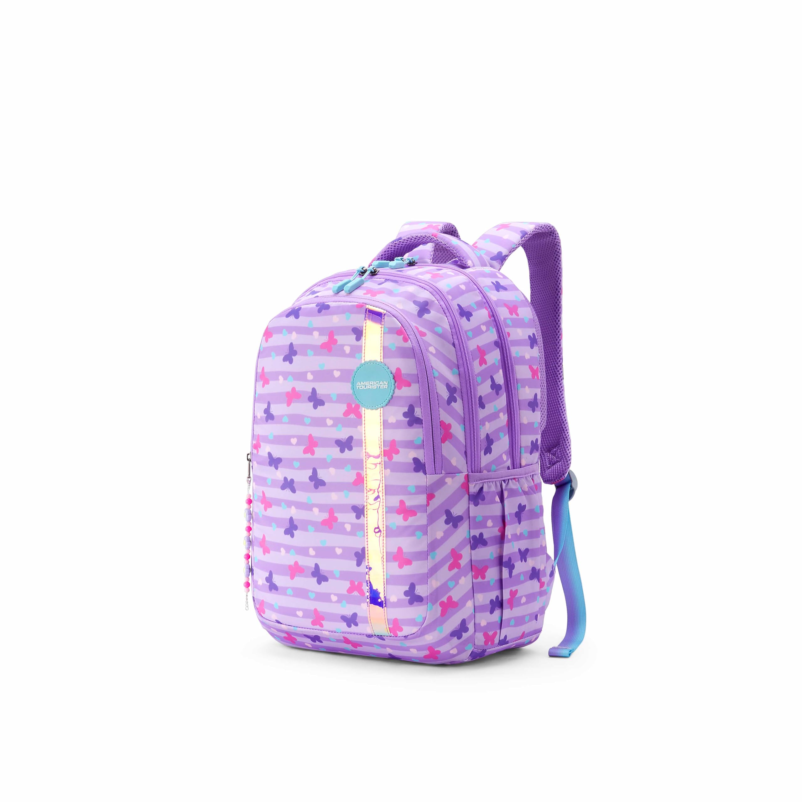 American Tourister Sway | 32 Ltrs | 3 Compartments | Bottle Pocket | Ergonomic Padded Back Panel & Shoulder Straps | School Backpack for Boys & Girls | Butterfly Lavender