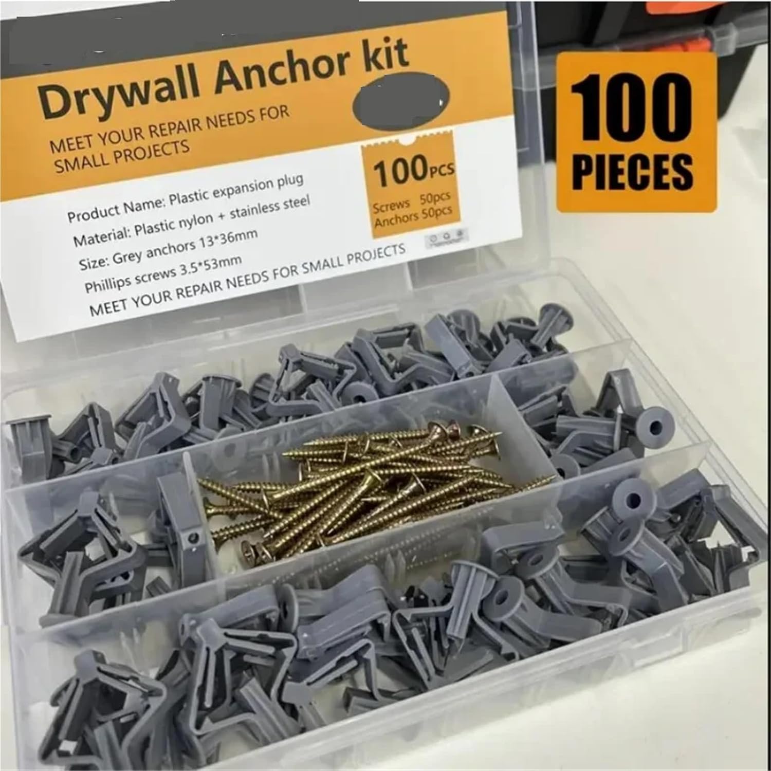 Hollow Door Anchors Drywall Anchor Expansion Screw for Plasterboard Wall Plug with Self Tapping Screws Kit(200PCS)