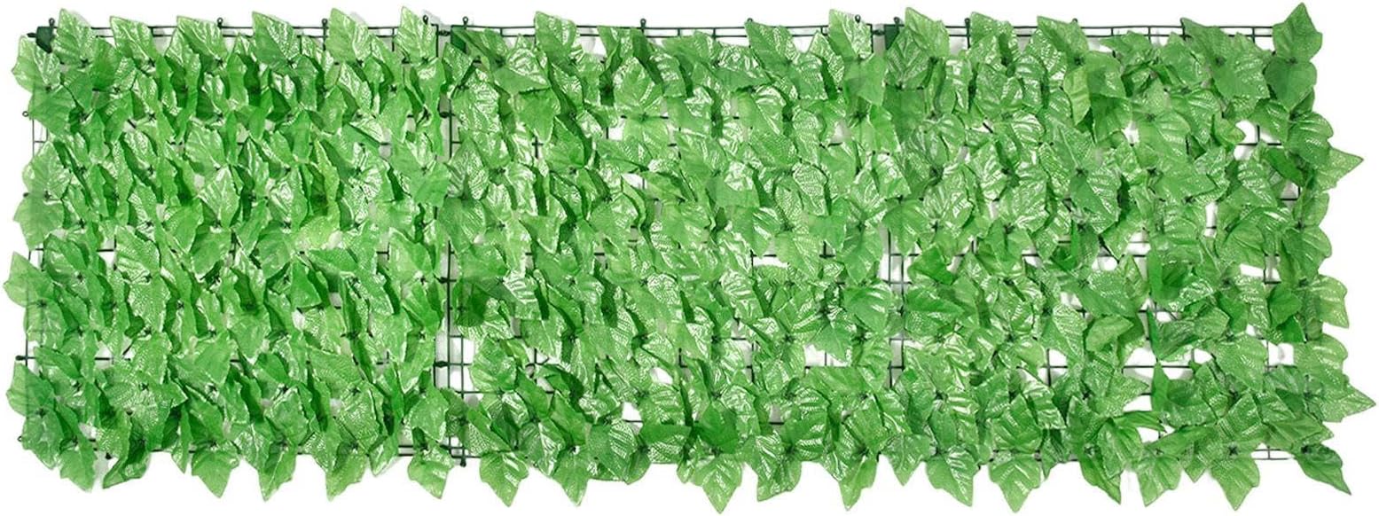 Green Grass Backdrop - Artificial Grape Leaf Fence Privacy Fence Screen Hedges,Greenery Panels Wall Backdrop Vine Decoration for Balcony Terrace