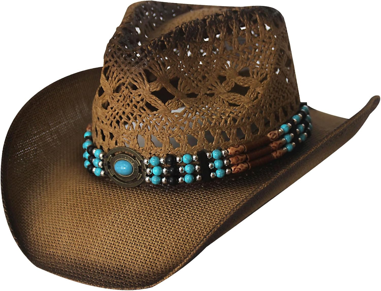 Wildarms Western Cowboy Hat for Women Men Wide Brim Woven Straw Cowboy Hat for Men Cowgirl Exquisite Decoration Band