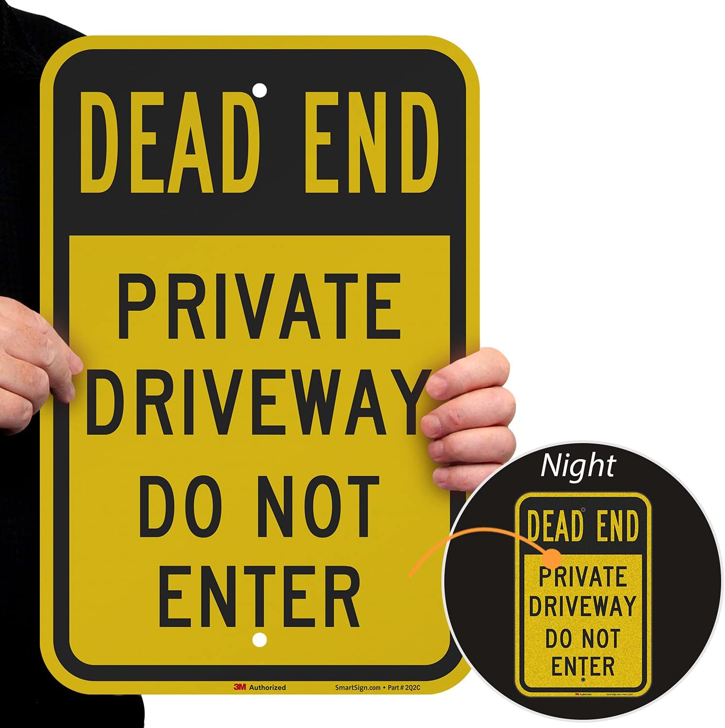 SmartSign "Dead End - Private Driveway, Do Not Enter" Sign | 12" x 18" 3M Engineer Grade Reflective Aluminum