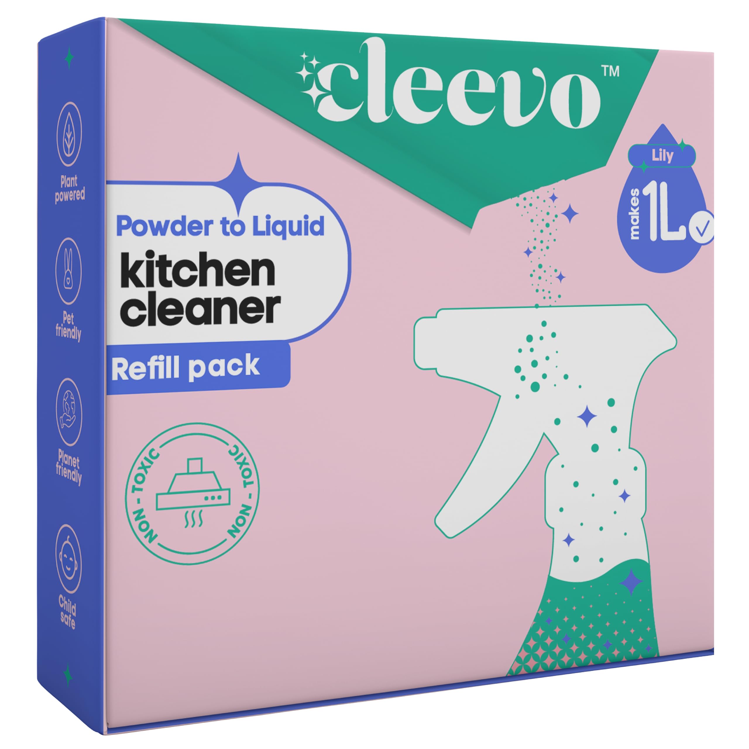 Cleevo Kitchen Cleaner Spray - Refill Pack (1L)| Powder To Liquid Cleaning Spray for Kitchen Surfaces | Tough Stain Surface Cleaner | Ideal for Gas Stove, Countertop, Chimney for Oil & Grease Removal (B0CW9QHR81) Amazon Price History, Amazon Price Tracker