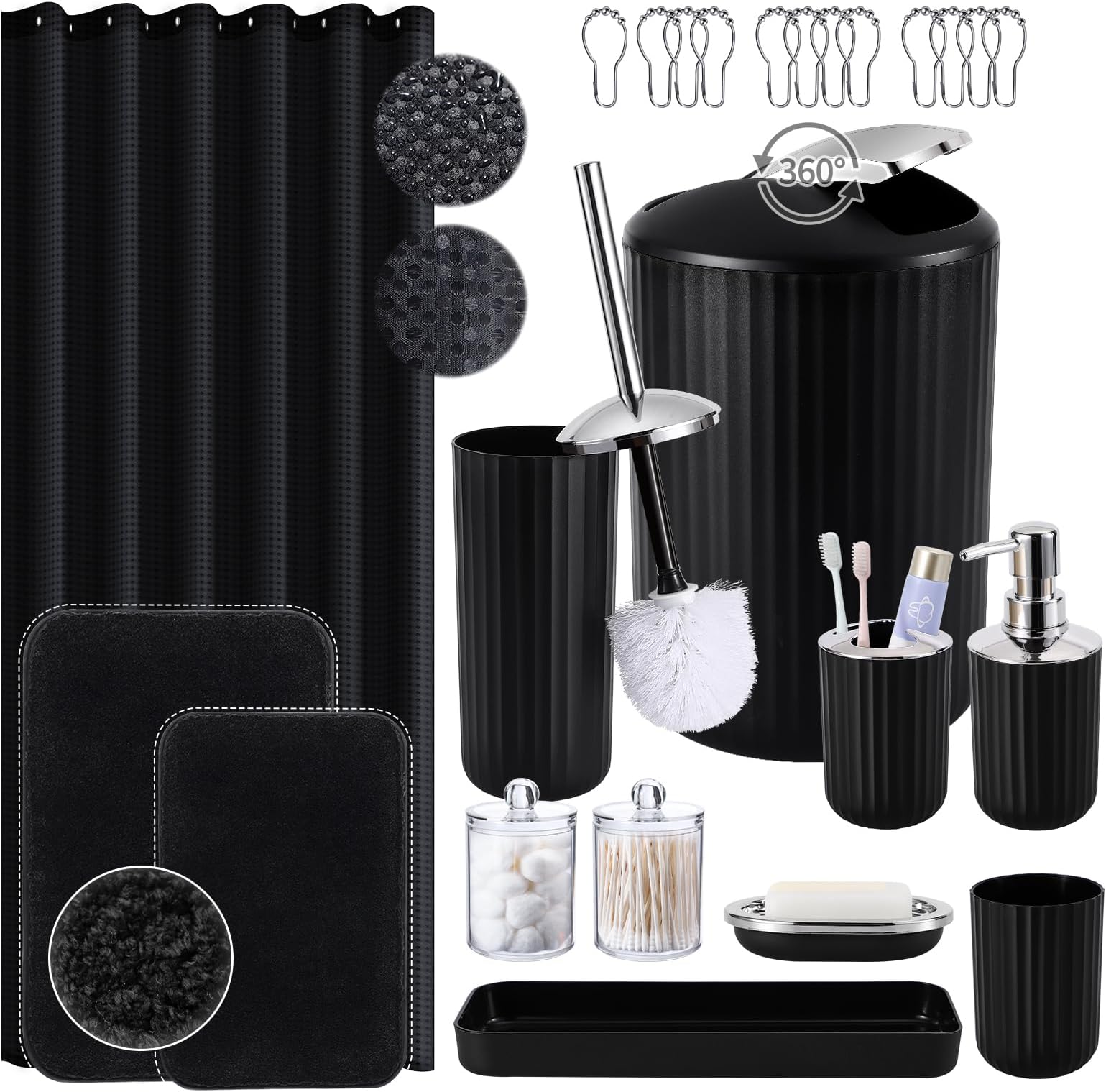 Amazon.com: Clara Clark Bathroom Set - Black Bathroom Accessories Set ...