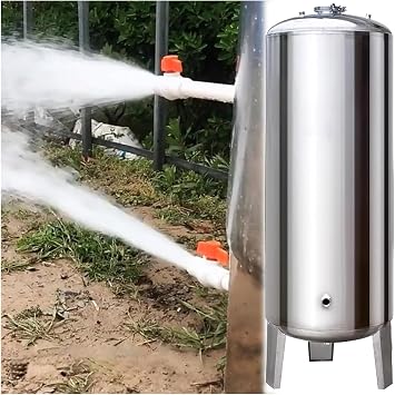 Vertical Stainless Steel Water Storage Tanks Pressurized, Fully Automatic Pressurized Water Tanks, Large Pressure Tank for Industrial and Agriculture250 L 19.7 x 53.1 in/50 x 135 cm D x H