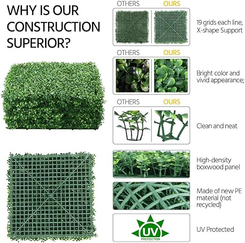 Miniatura 6 de YAHEETECH - 61218 paneles de pared de madera de seto artificial, verduras, cobertura de plantas, protección UV para jardín, hogar, valla, patio