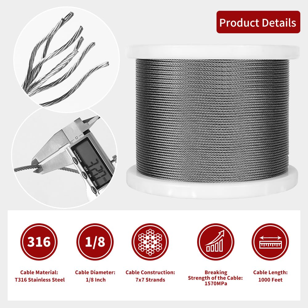 Cable Lock IZOKIN 150FT 1/8 T316 Stainless Steel Cable