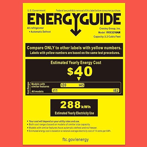 Miniatura 8 de Crosley Mini refrigerador retro de 3.2 pies cúbicos rojo vivo sin congelador, refrigerador compacto para dormitorio, garaje, oficina debajo del