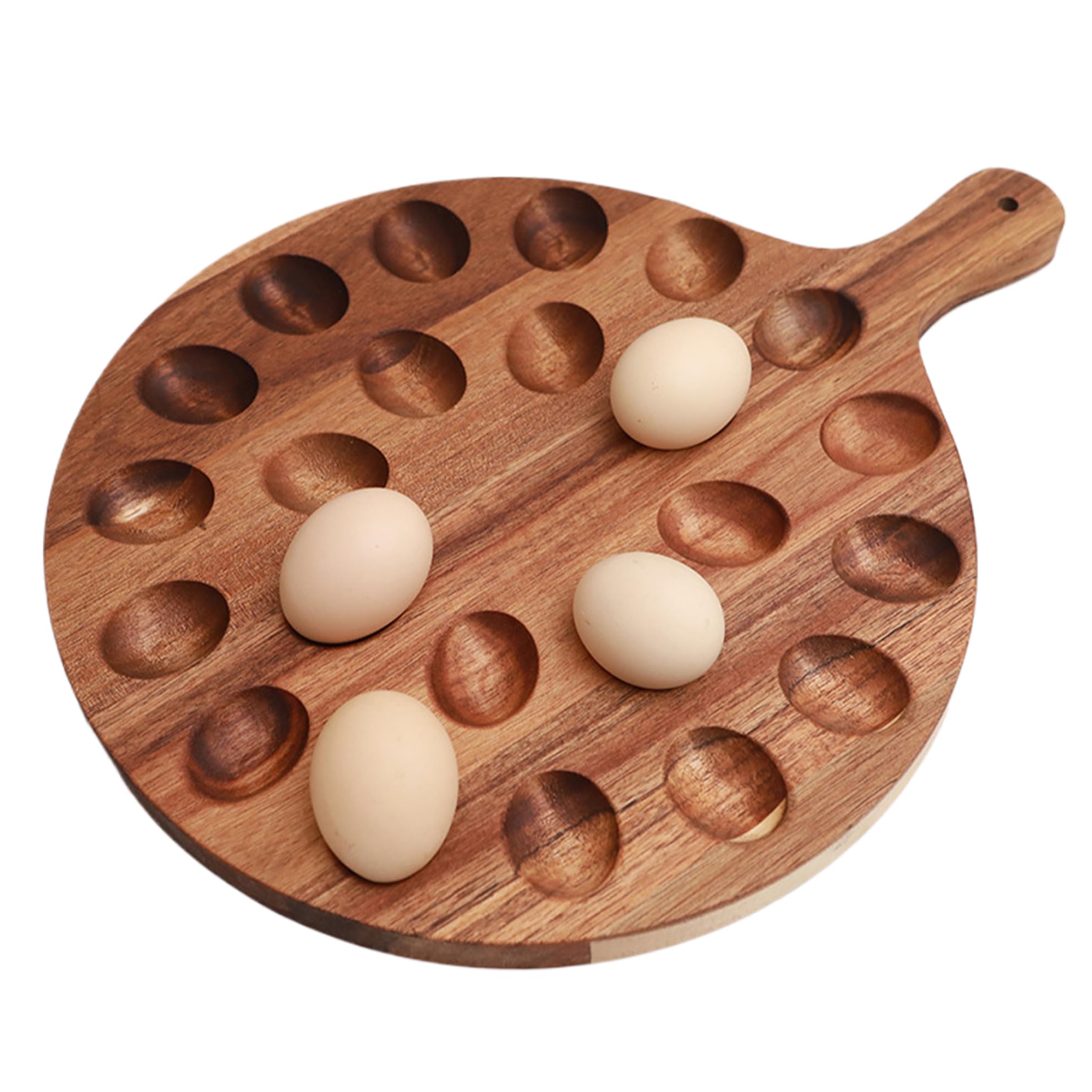 Deviled Egg Platter With 24 Holes - Reversible Wood Serving