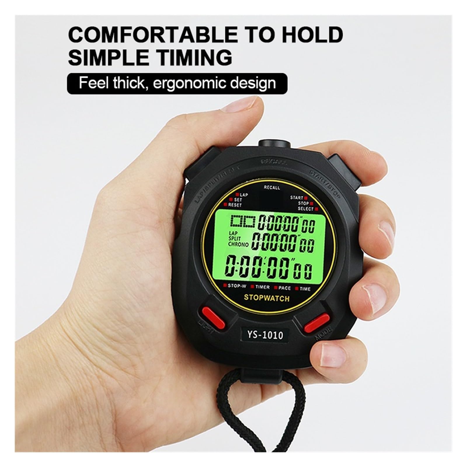 Cronometro, Cronometro elettronico luminoso Timer digitale 10/30/60/100 Cronometro sportivo multitraccia Timer portatile for allenamento di corsa(60 Tracks)