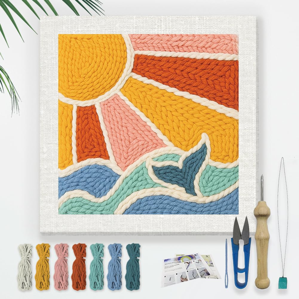 DOODLREAM Sun and Ocean DIY Punch Needle Embroidery Kit for Adult Beginner โ image 1