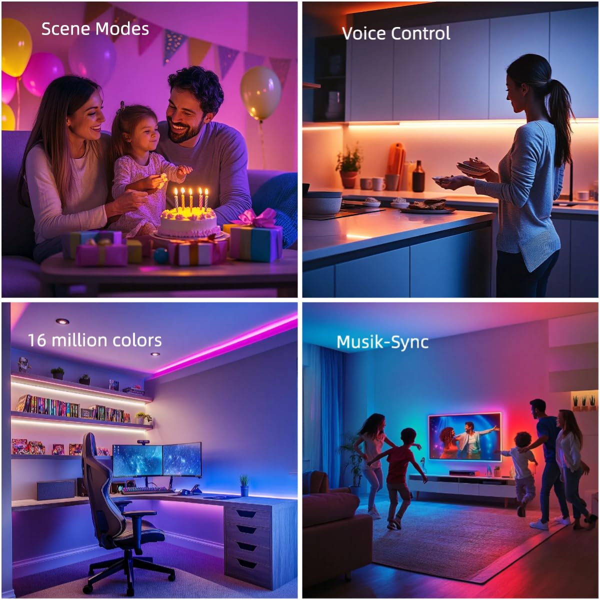 Smart Serie-5m LED Strip, 24V RGBCCT (RGB+Warmweiß+Kaltweiß), 90 LEDs/M, Beschichtetes Lichtband, App-Steuerung, Funktioniert mit Alexa und Google Home, ideal für Zuhause (Packung mit 2)