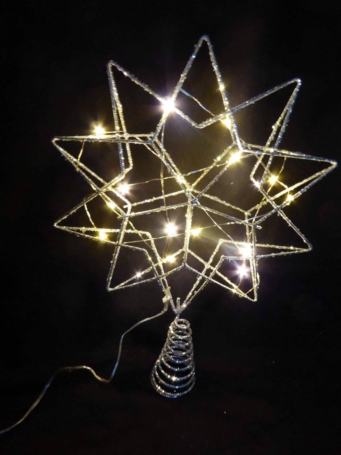 UKGardens 35cm Large Silver Christmas Tree Star With LED Lights Tree